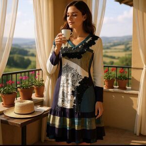 Les Fees Du Vent Sweater Dress Sz Small Floral Gallery Artsy Preppy Harry Potter